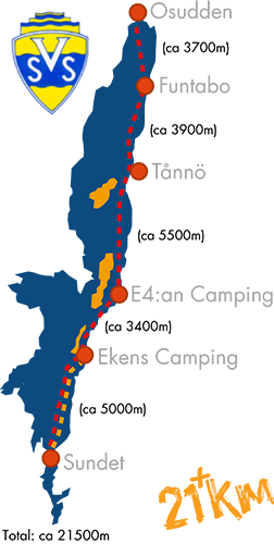 Route Vidösternsimmet 2025 met 5 etappes